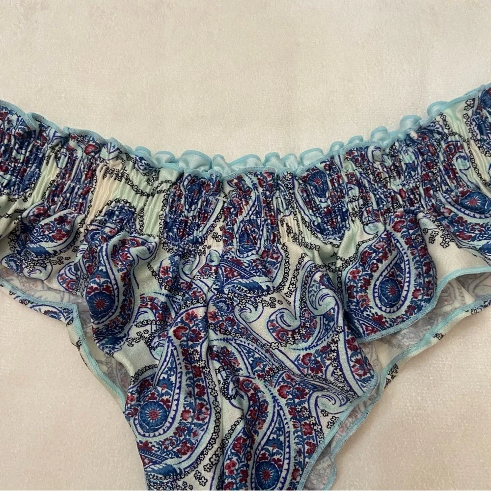 New! Frankie's Bikinis Pippa Shine Bikini Brief paisley thong 1076